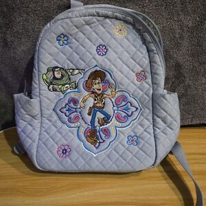 Vera Bradley Light Blue Quilted Kids Backpack with Woody & Buzz Motif